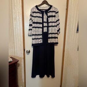 Navy and White Two-Piece Dress Set